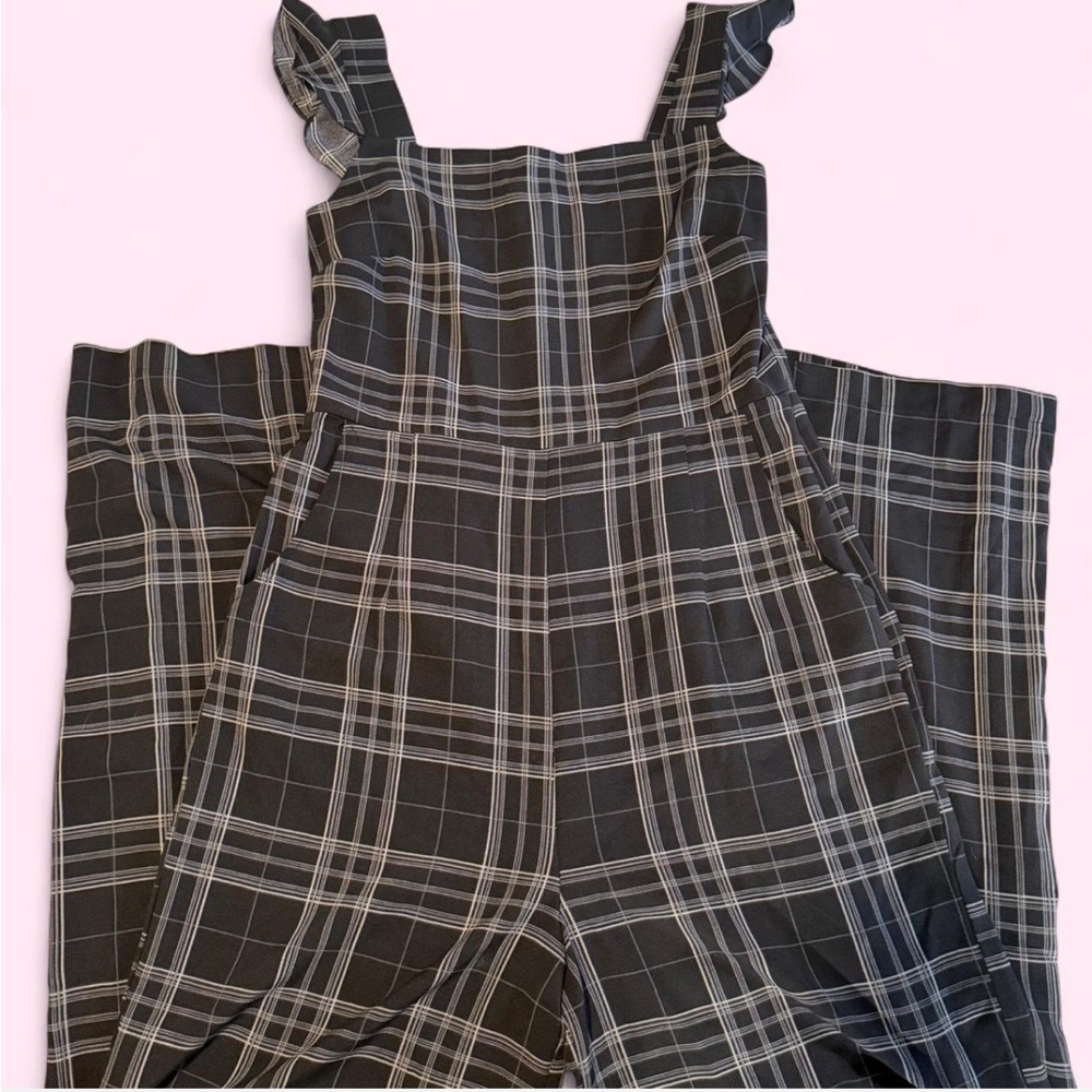 Xhilaration Black and White Plaid Jumpsuit